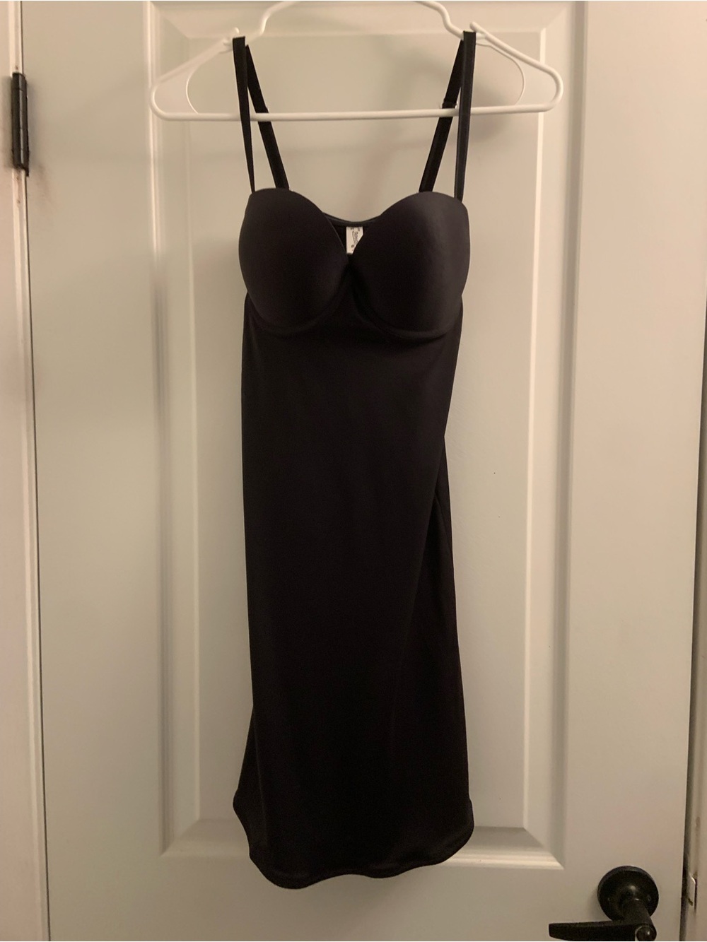 Sculpting Black Slip Dress with Built-In Bra